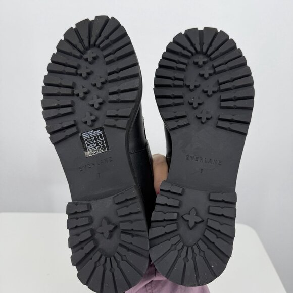 Everlane The Lug Loafer in Black Leather size 9 Women's Chunky Heel - Picture 11 of 14